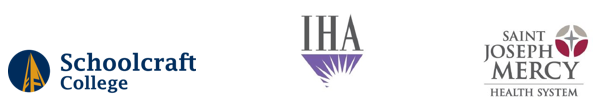 A header displaying three logos: Schoolcraft College, IHA, and Saint Joseph Mercy Health System
