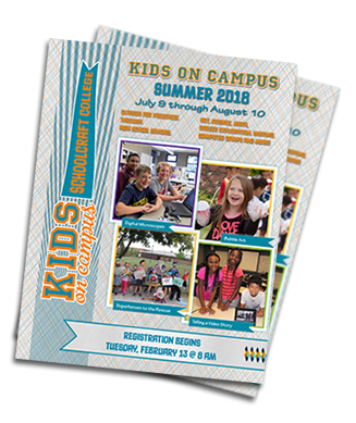 Stack of the Kids on Campus printed catalog