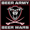 Black and Red logo of a bull and text reading Beer Army Beer Wars