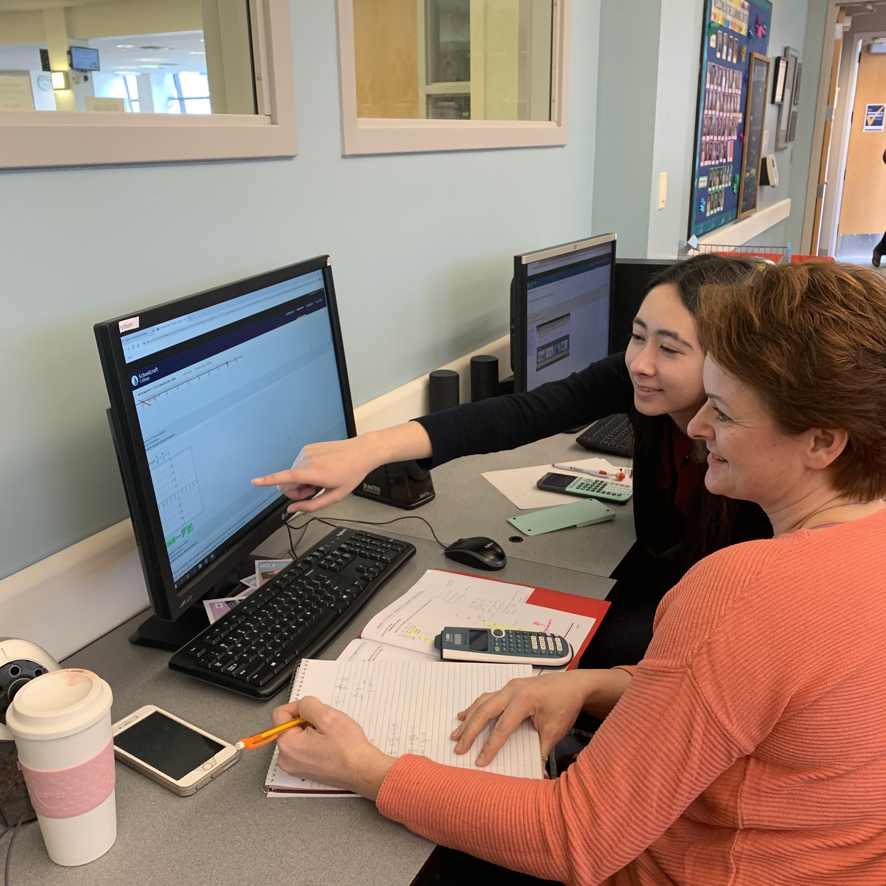 Students using a computer