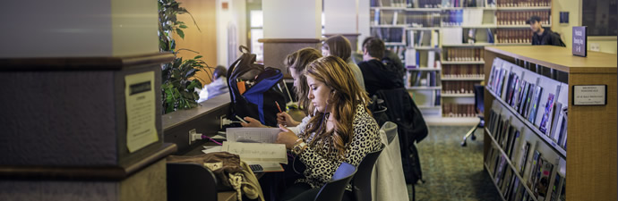 students studying in Bradner library